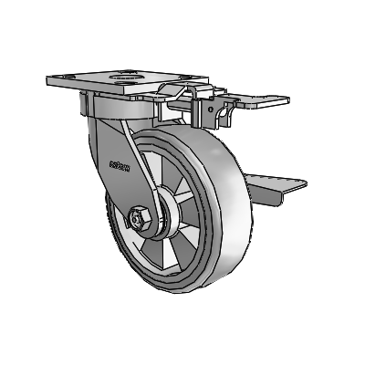 4 Series Kingpinless Casters Top Plate Swivel Caster with 6 x 2 Trans-forma HD (Flat) wheel and Side Lock Brake