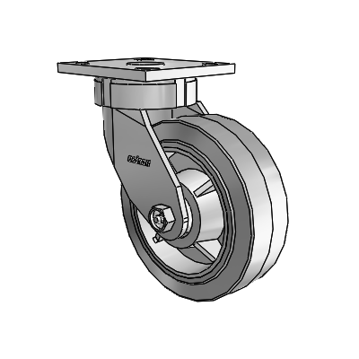 4 Series Kingpinless Casters Top Plate Swivel Caster with 6 x 2 Performa Rubber (Flat/Grey) wheel