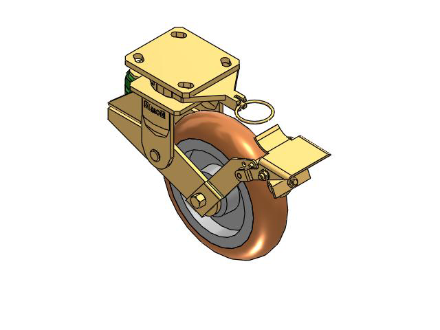 141 Series Top Plate Swivel Caster with 8 x 2 Butterscotch Tread on Aluminum Core PM - Round Polyurethane (Aluminum Core) Wheel and Brake