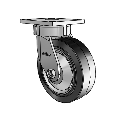 4 Series Kingpinless Casters Top Plate Swivel Caster with 6 x 2 Performa Rubber (Flat/Black) wheel