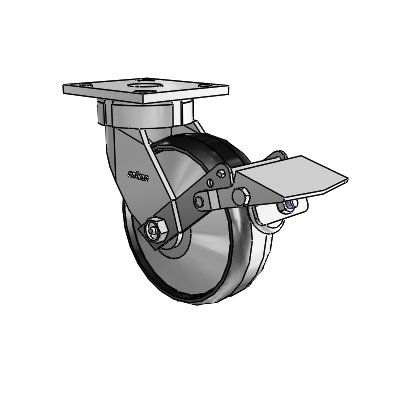 4 Series Kingpinless Casters Top Plate Swivel Caster with 6 x 2 Maxim wheel and Tread Lock Brake