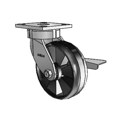 4 Series Kingpinless Casters Top Plate Swivel Caster with 6 x 2 Maxim wheel and Side Lock Brake