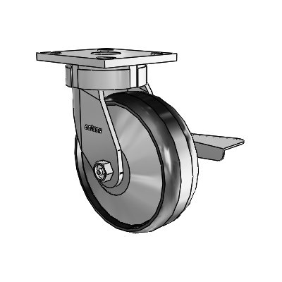 4 Series Kingpinless Casters Top Plate Swivel Caster with 6 x 2 Maxim wheel and Side Lock Brake