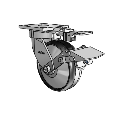 4 Series Kingpinless Casters Top Plate Swivel Caster with 6 x 2 Maxim wheel and Tread Lock Brake
