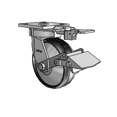 4 Series Kingpinless Casters Top Plate Swivel Caster with 6 x 2 Maxim wheel and Tread Lock Brake