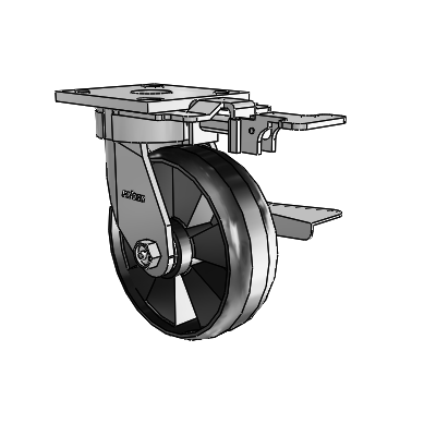 4 Series Kingpinless Casters Top Plate Swivel Caster with 6 x 2 Maxim wheel and Side Lock Brake