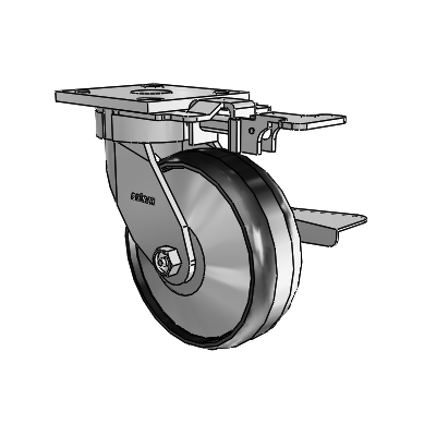 4 Series Kingpinless Casters Top Plate Swivel Caster with 6 x 2 Maxim wheel and Side Lock Brake