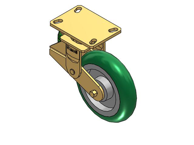 141 Series Top Plate Swivel Caster with 8 x 2 Green Tread on Aluminum Core PM - Round Polyurethane (Aluminum Core) Wheel