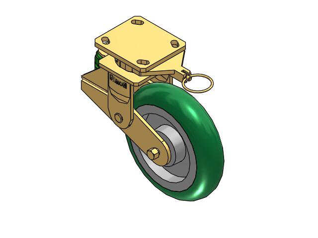141 Series Top Plate Swivel Caster with 8 x 2 Green Tread on Aluminum Core PM - Round Polyurethane (Aluminum Core) Wheel