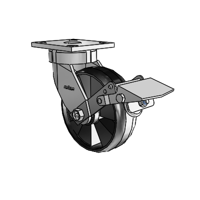 4 Series Kingpinless Casters Top Plate Swivel Caster with 6 x 2 Maxim wheel and Tread Lock Brake