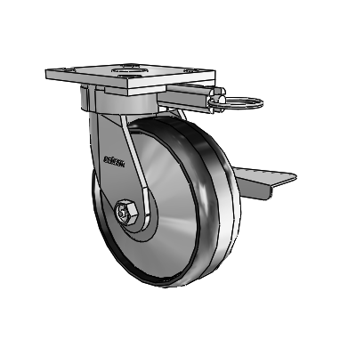 4 Series Kingpinless Casters Top Plate Swivel Caster with 6 x 2 Maxim wheel and Side Lock Brake