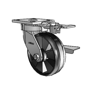4 Series Kingpinless Casters Top Plate Swivel Caster with 6 x 2 Maxim wheel and Side Lock Brake