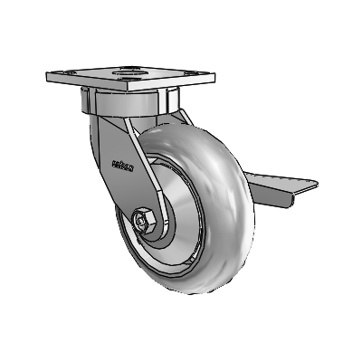 4 Series Kingpinless Casters Top Plate Swivel Caster with 6 x 2 Performa Rubber (Round/Grey) wheel and Side Lock Brake