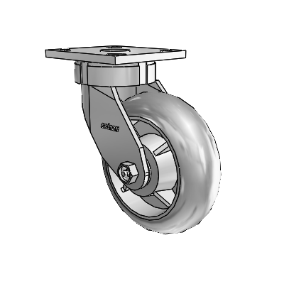 4 Series Kingpinless Casters Top Plate Swivel Caster with 6 x 2 Performa Rubber (Round/Grey) wheel