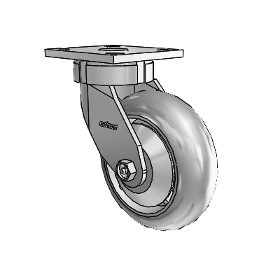 4 Series Kingpinless Casters Top Plate Swivel Caster with 6 x 2 Performa Rubber (Round/Grey) wheel