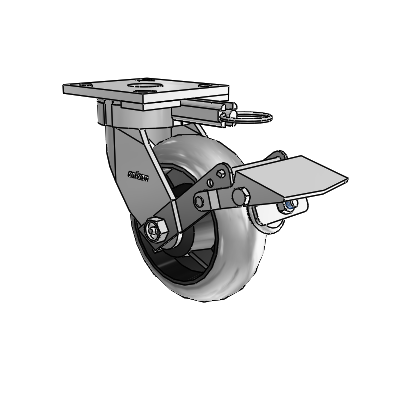 4 Series Kingpinless Casters Top Plate Swivel Caster with 6 x 2 Performa Rubber (Round/Conductive) wheel and Tread Lock Brake