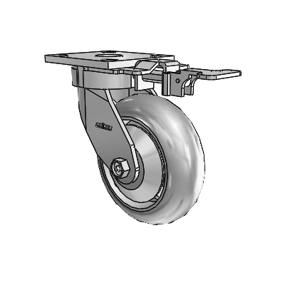 4 Series Kingpinless Casters Top Plate Swivel Caster with 6 x 2 Performa Rubber (Round/Grey) wheel