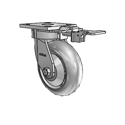 4 Series Kingpinless Casters Top Plate Swivel Caster with 6 x 2 Performa Rubber (Round/Grey) wheel