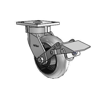4 Series Kingpinless Casters Top Plate Swivel Caster with 6 x 2 Performa Rubber (Round/Conductive) wheel and Tread Lock Brake