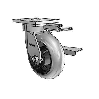 4 Series Kingpinless Casters Top Plate Swivel Caster with 6 x 2 Performa Rubber (Round/Conductive) wheel and Side Lock Brake