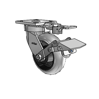 4 Series Kingpinless Casters Top Plate Swivel Caster with 6 x 2 Performa Rubber (Round/Conductive) wheel and Tread Lock Brake