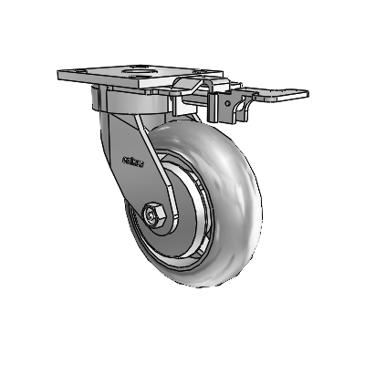 4 Series Kingpinless Casters Top Plate Swivel Caster with 6 x 2 Performa Rubber (Round/Grey) wheel