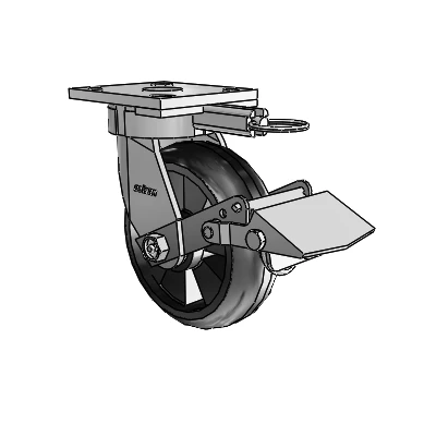 4 Series Kingpinless Casters Top Plate Swivel Caster with 6 x 2 Trans-forma LT (Round) wheel and Tread Lock Brake