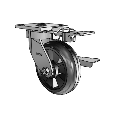 4 Series Kingpinless Casters Top Plate Swivel Caster with 6 x 2 Trans-forma LT (Round) wheel and Side Lock Brake