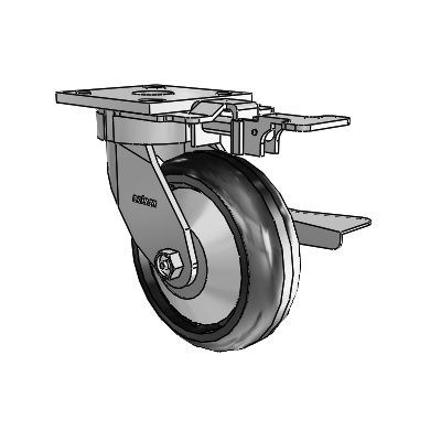 4 Series Kingpinless Casters Top Plate Swivel Caster with 6 x 2 Trans-forma LT (Round) wheel and Side Lock Brake