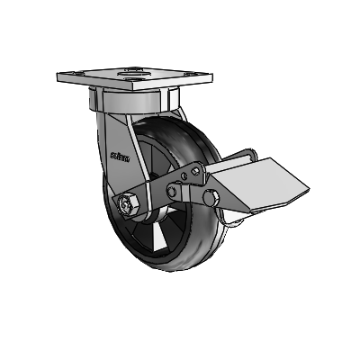 4 Series Kingpinless Casters Top Plate Swivel Caster with 6 x 2 Trans-forma LT (Round) wheel and Tread Lock Brake