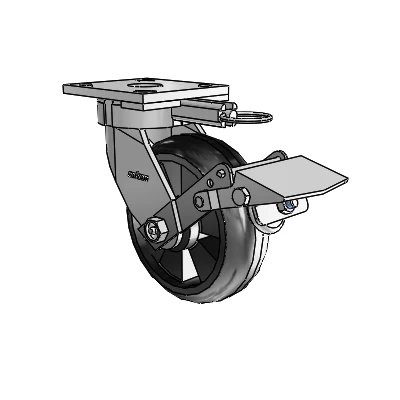 4 Series Kingpinless Casters Top Plate Swivel Caster with 6 x 2 Trans-forma LT (Round) wheel and Tread Lock Brake