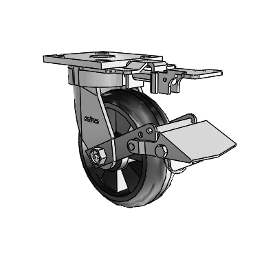 4 Series Kingpinless Casters Top Plate Swivel Caster with 6 x 2 Trans-forma LT (Round) wheel and Tread Lock Brake