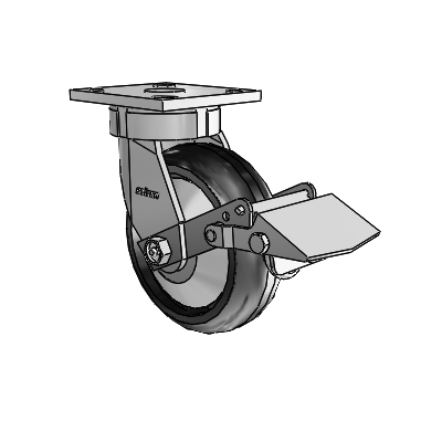 4 Series Kingpinless Casters Top Plate Swivel Caster with 6 x 2 Trans-forma LT (Round) wheel and Tread Lock Brake