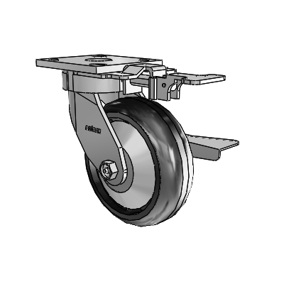 4 Series Kingpinless Casters Top Plate Swivel Caster with 6 x 2 Trans-forma LT (Round) wheel and Side Lock Brake