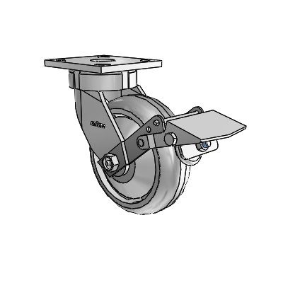 4 Series Kingpinless Casters Top Plate Swivel Caster with 6 x 2 Trans-forma (Round) wheel and Tread Lock Brake