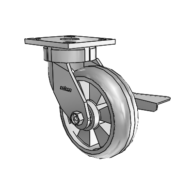 4 Series Kingpinless Casters Top Plate Swivel Caster with 6 x 2 Trans-forma (Round) wheel and Side Lock Brake