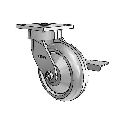 4 Series Kingpinless Casters Top Plate Swivel Caster with 6 x 2 Trans-forma (Round) wheel and Side Lock Brake