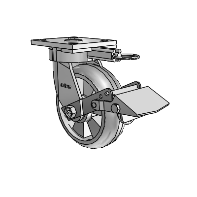 4 Series Kingpinless Casters Top Plate Swivel Caster with 6 x 2 Trans-forma (Round) wheel and Tread Lock Brake