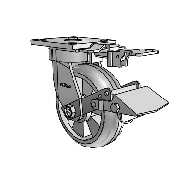 4 Series Kingpinless Casters Top Plate Swivel Caster with 6 x 2 Trans-forma (Round) wheel and Tread Lock Brake