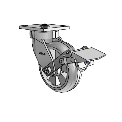 4 Series Kingpinless Casters Top Plate Swivel Caster with 6 x 2 Trans-forma (Round) wheel and Tread Lock Brake