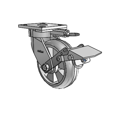 4 Series Kingpinless Casters Top Plate Swivel Caster with 6 x 2 Trans-forma (Round) wheel and Tread Lock Brake