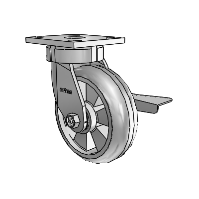 4 Series Kingpinless Casters Top Plate Swivel Caster with 6 x 2 Trans-forma (Round) wheel and Side Lock Brake