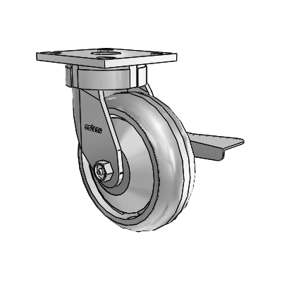 4 Series Kingpinless Casters Top Plate Swivel Caster with 6 x 2 Trans-forma (Round) wheel and Side Lock Brake
