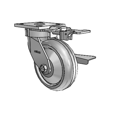 4 Series Kingpinless Casters Top Plate Swivel Caster with 6 x 2 Trans-forma (Round) wheel and Side Lock Brake