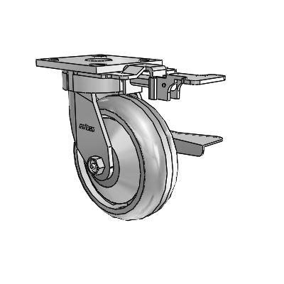 4 Series Kingpinless Casters Top Plate Swivel Caster with 6 x 2 Trans-forma (Round) wheel and Side Lock Brake