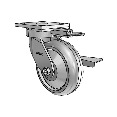 4 Series Kingpinless Casters Top Plate Swivel Caster with 6 x 2 Trans-forma HD (Round) wheel and Side Lock Brake