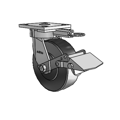 4 Series Kingpinless Casters Top Plate Swivel Caster with 6 x 2 Commander HD wheel and Tread Lock Brake