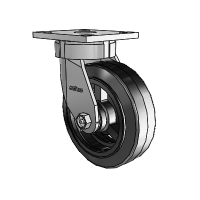 4 Series Kingpinless Casters Top Plate Swivel Caster with 6 x 2 MR - Moldon Rubber (Cast Iron Core) wheel