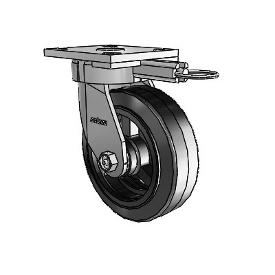 4 Series Kingpinless Casters Top Plate Swivel Caster with 6 x 2 MR - Moldon Rubber (Cast Iron Core) wheel