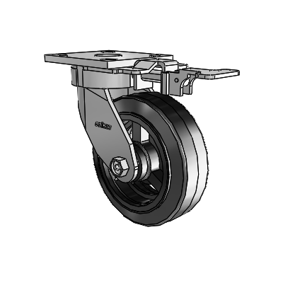 4 Series Kingpinless Casters Top Plate Swivel Caster with 6 x 2 MR - Moldon Rubber (Cast Iron Core) wheel